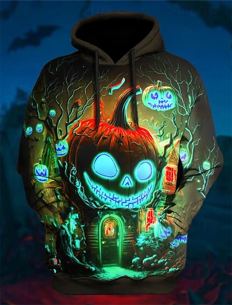 Halloween Pumpkin Hoodie Pullover Anime 3D Front Pocket Graphic For Couple's Men's Women's Adults' Halloween Carnival Masquerade 3D Print Party Casual Daily 2025 - $29.99 –P2