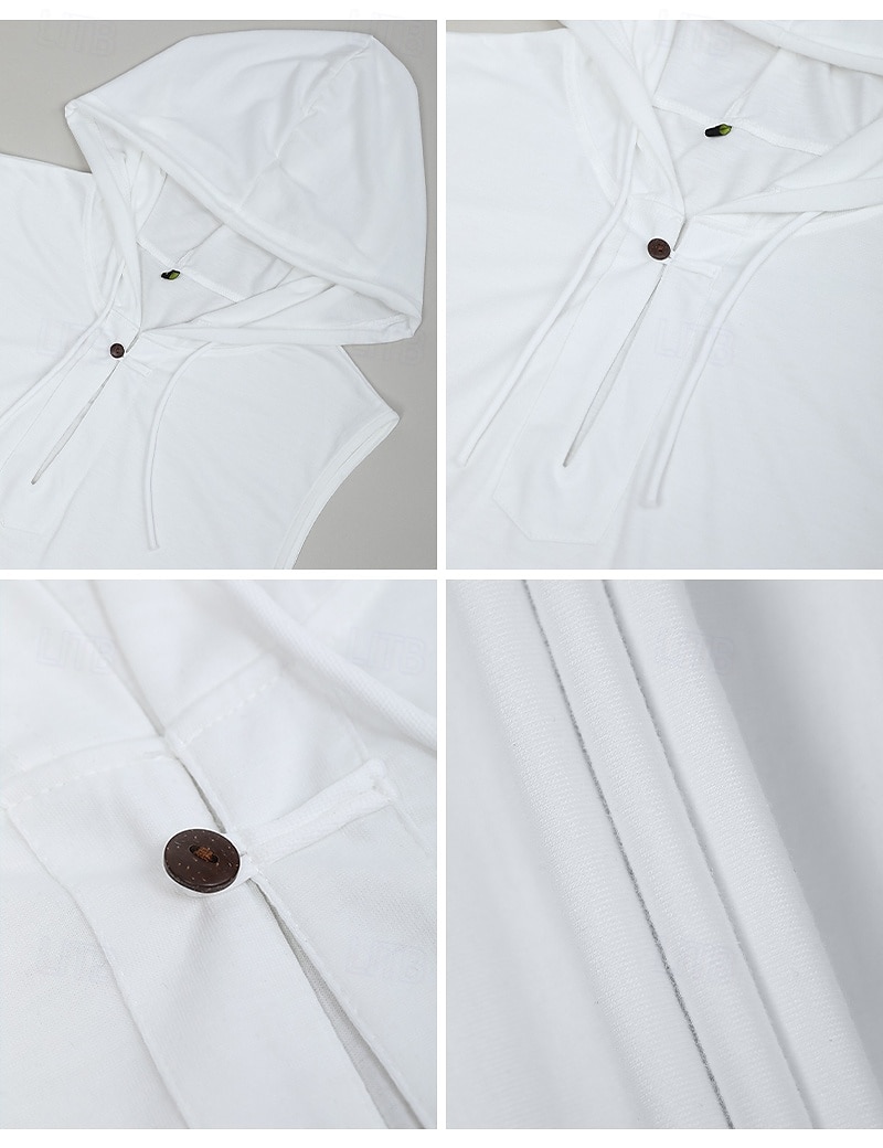 Herre Singleter Vest topp Underskjorte Ermeløs skjorte Ermeløs Med hette Sommer عادي Mote Designer Muskel utendørs Ut på byen Treningssenter Svart Hvit Kakifarget Topp T-skjorte for menn 2025 - $17.99 –P5