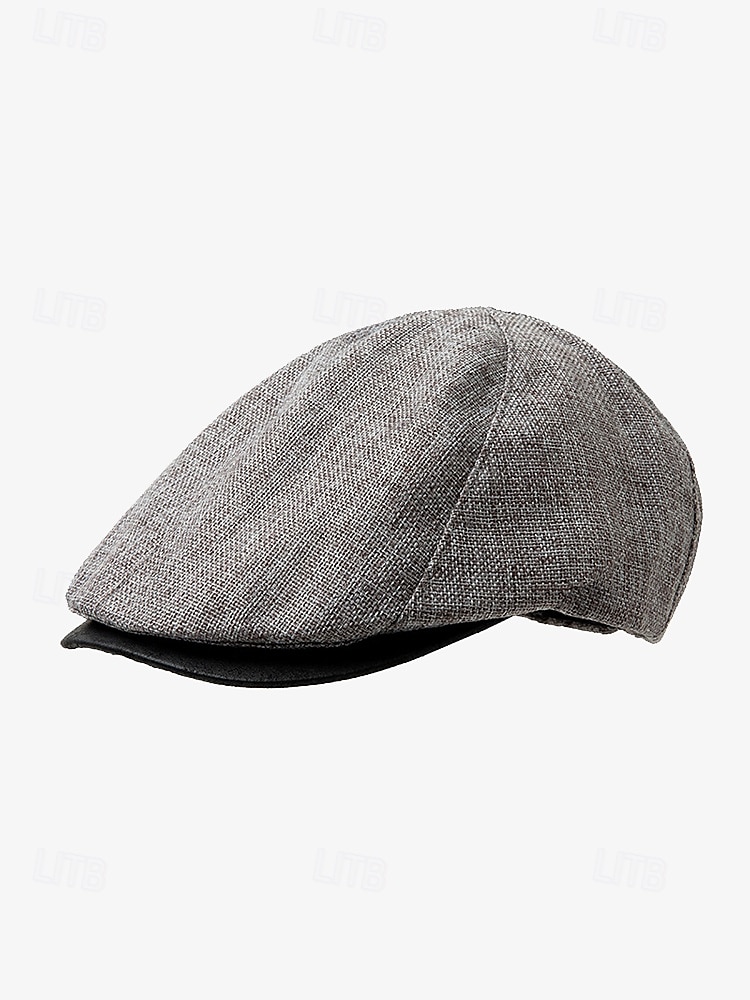 Herren-Baskenmütze, klassische Schiebermütze aus Tweed – Herrenmütze im Vintage-Stil mit Lederschirm, perfekt für die Freizeit und Outdoor-Aktivitäten 2025 - $18.99 –P1