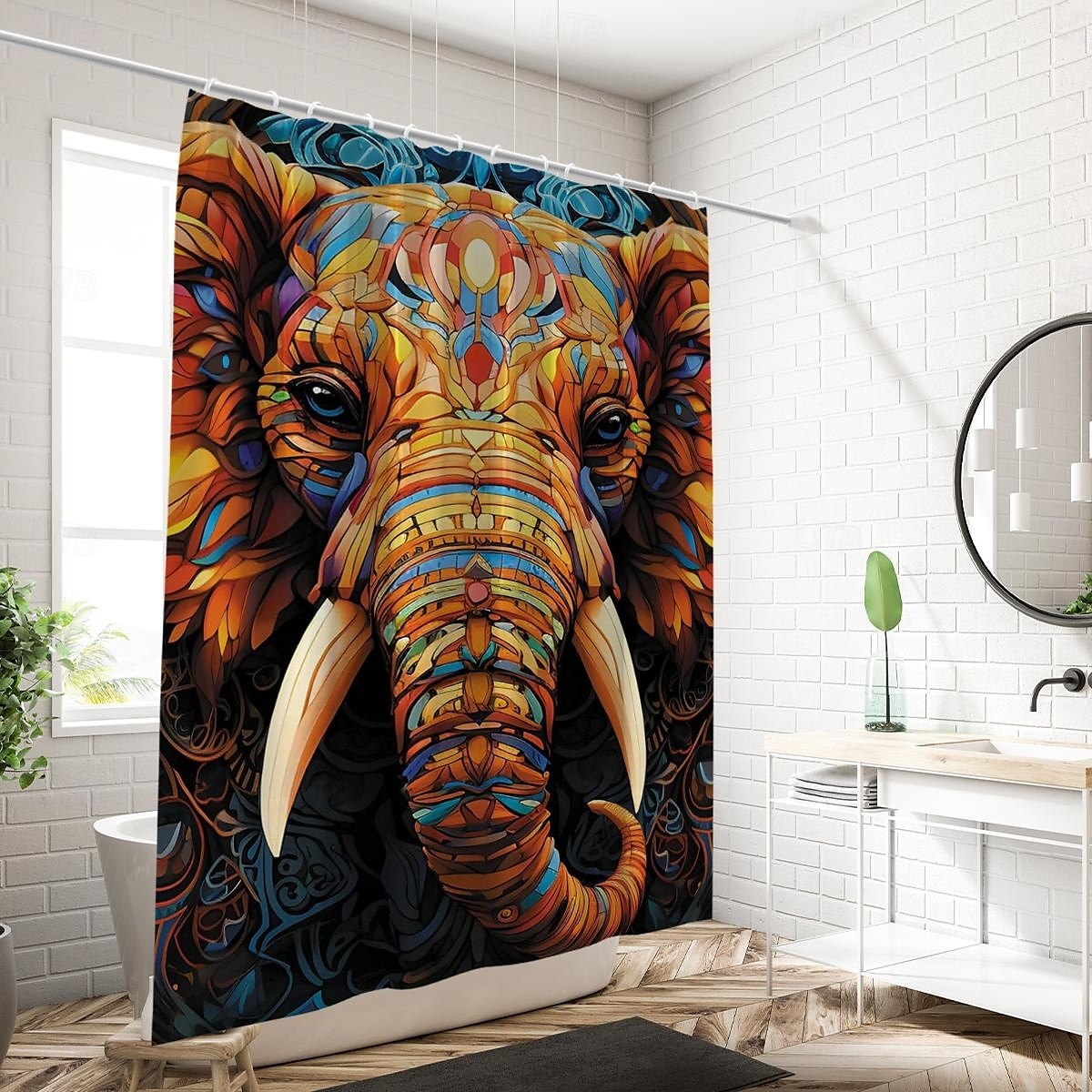Zasłona prysznicowa z haczykami 180cm*180cm (70"*70") z poliesteru zmywalna wodoodporna z wzorem do dekoracji łazienki z motywem zwierząt i kwiatów 2025 - $19.99 –P3