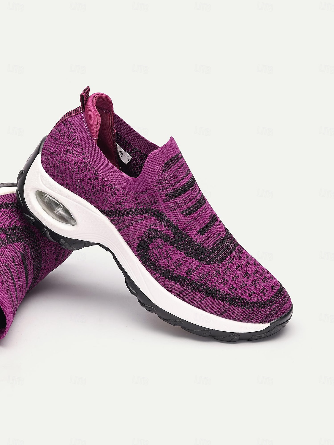 Lilafarbene Slip-On-Sneaker aus Strick für Damen mit Luftpolstersohle zum Gehen und für die Freizeit 2025 - $42.99 –P2