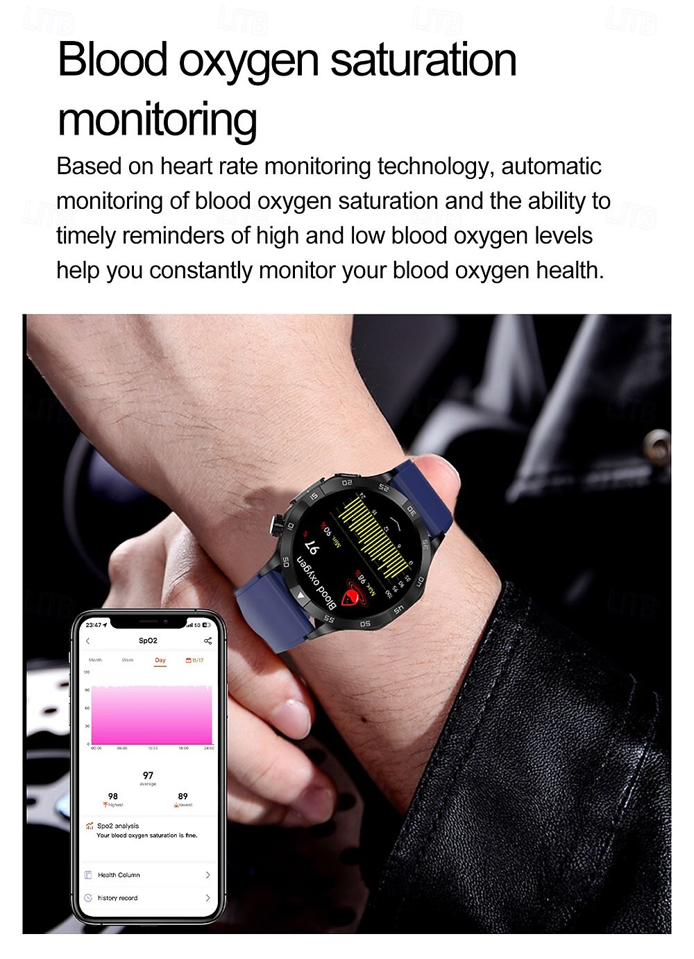 2025年 iMosi ET381 スマートウォッチ 1.43 インチ スマート·ウォッチ ブルートゥース ECG + PPG 温度監視 歩数計 と互換性があります Android iOS 女性 男性 ハンドフリーコール 防水 メディアコントロール IP 67 46mmの時計ケース  コレクション – $79.79 –P11