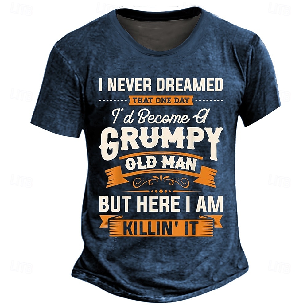 Heren Grappige Grumpy Old Man Graphic T-Shirt - 'Killin' It' Lifestyle Tee 2026 - $19.49 –P1