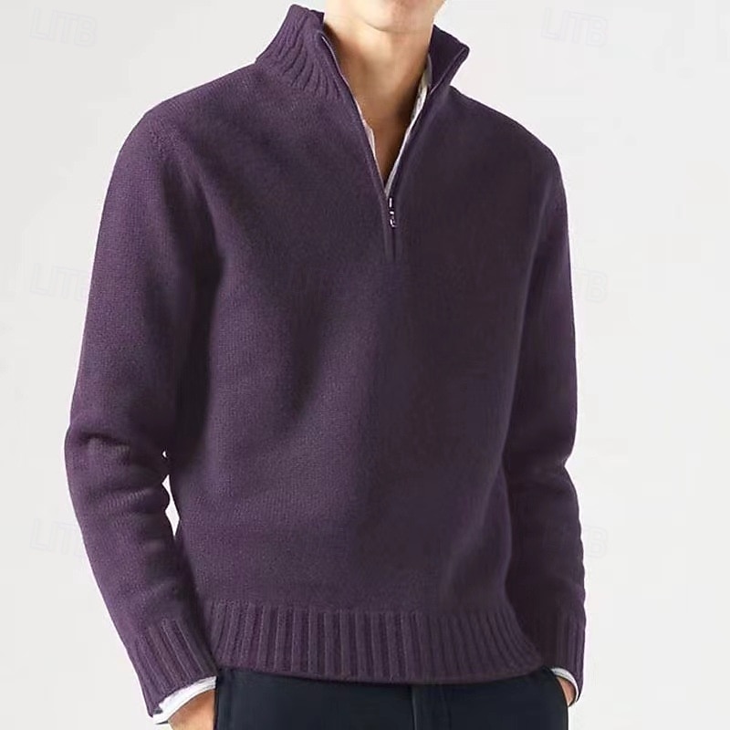 Herren Pullover Strickpullover Pullover mit Viertelreißverschluss Gerippt Stricken Standard Strick Feste Farbe Viertel Postleitzahl Modisch Basic Freizeitskleidung Verabredung Bekleidung Herbst Winter 2026 - $30.99 –P5