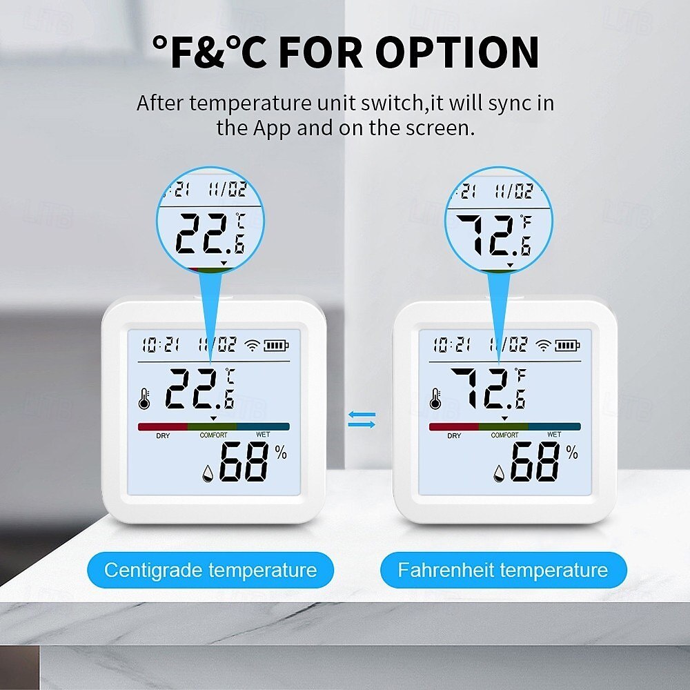 termometro igrometro termometro intelligente per la casa lcd retroilluminato con supporto staccabile sensore di umidità della temperatura digitale monitoraggio in tempo reale registrazione zigbee wifi del 2025 a $28.99 –P9