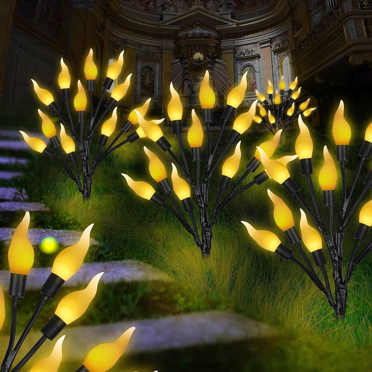1/2PCS Solar Candles Pathway Lights Christmas Flame Lawn Lights Outdoor Waterproof Garden light 20/40LEDs Thanksgiving Xmas Wedding Party Halloween Yard Decoration 2025 - $32.99 –P3