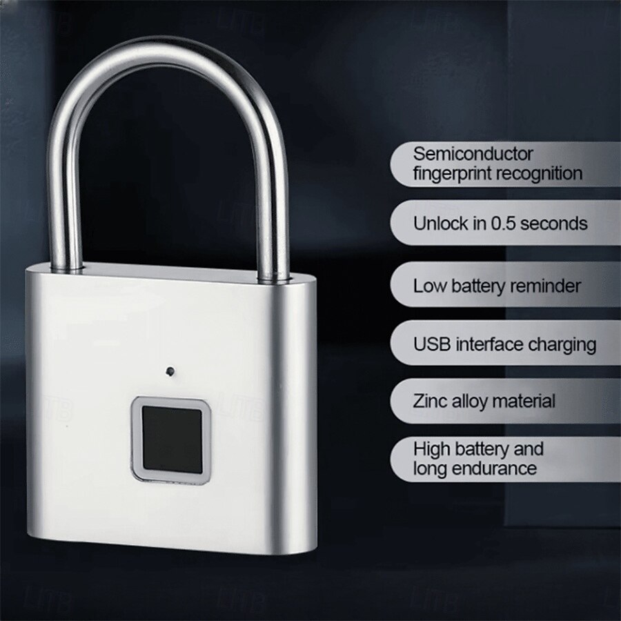 Fingerprint Lock Keyless Waterproof Anti-Theft Smart Lock Fingerprint Padlock Zinc Alloy Intelligent Safety Electronic DoorLock 2025 - $28.99 –P2