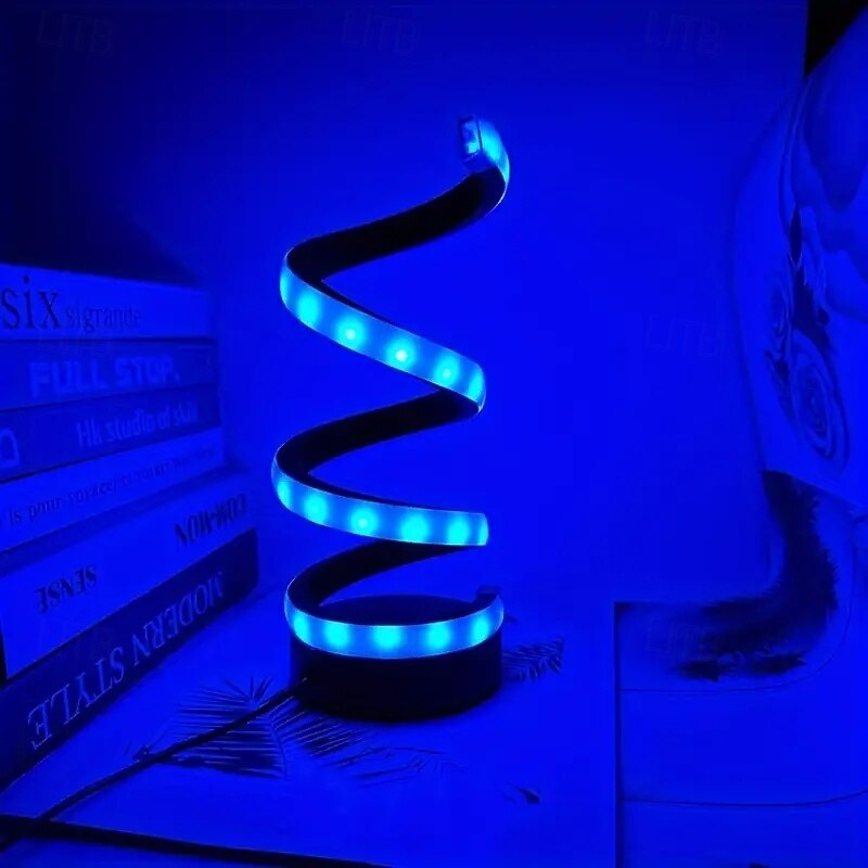 مصباح طاولة حلزوني LED قطعة واحدة، طراز عصري، سطوع قابل للتعديل، مفتاح زر يعمل بمنفذ USB، مصباح ديكور غرفة النوم 2025 - $34.99 –P7