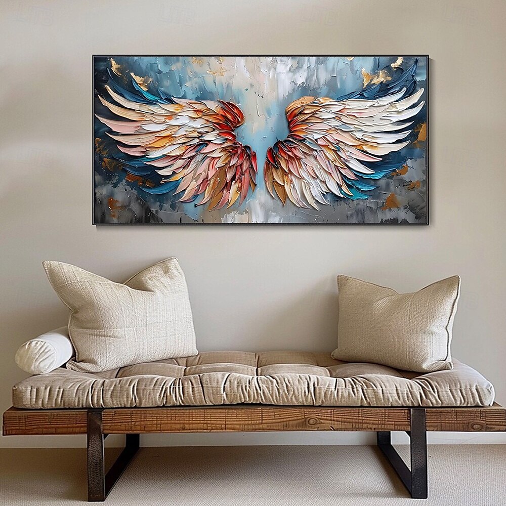 Mintura Handmade Abstract Wings Oil Paintings On Canvas Wall Art Decoration Modern Abstract Feather Picture For Home Decor Rolled Frameless Unstretched Painting 2025 - $75.99 –P2