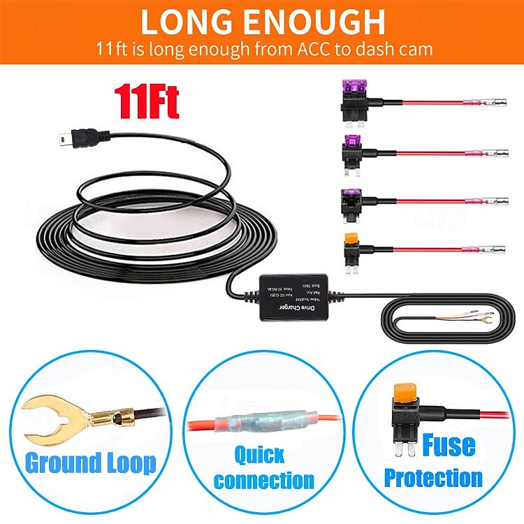 Dash Cam Hardwire Kit Safe Metal Mini USB Hard Wire Kit Wide Compatibility Scratch Resistant for Navigator 2025 - $28.99 –P3