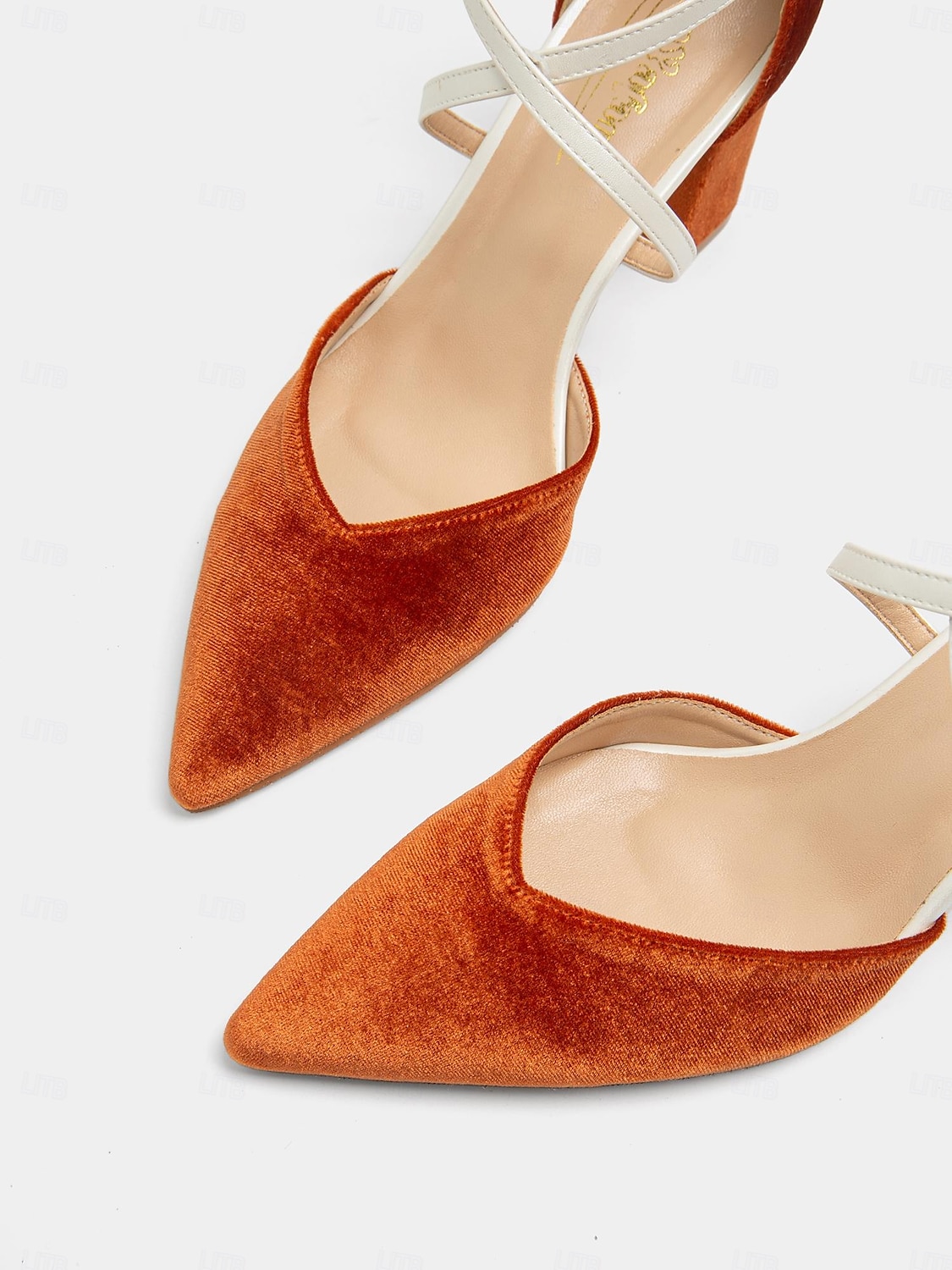 schicke zweifarbige Damen-Pumps mit Fesselriemchen - elegantes Wildleder-Finish in gebranntem Orange und Creme, perfekt fürs Büro und Abend-Outfit 2025 - $54.99 –P5