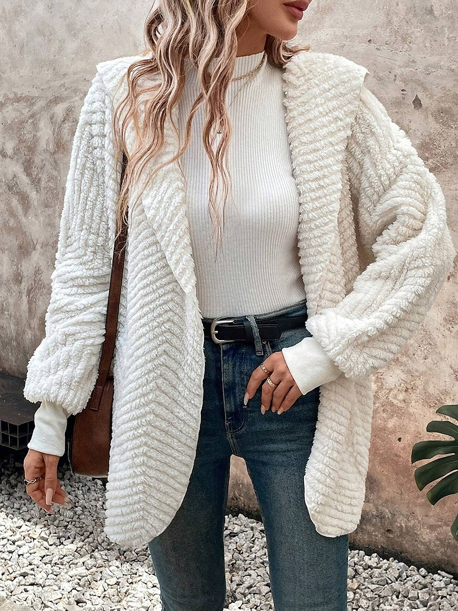 Femme Veste décontractée Chaud Confortable Ajustable Mode Couleur unie Casual du quotidien Ouvrir le devant Normal Col rabattu Standard manche longue Vêtements d'extérieur Blanche Automne Hiver de 2025 ? $41.99 –P5