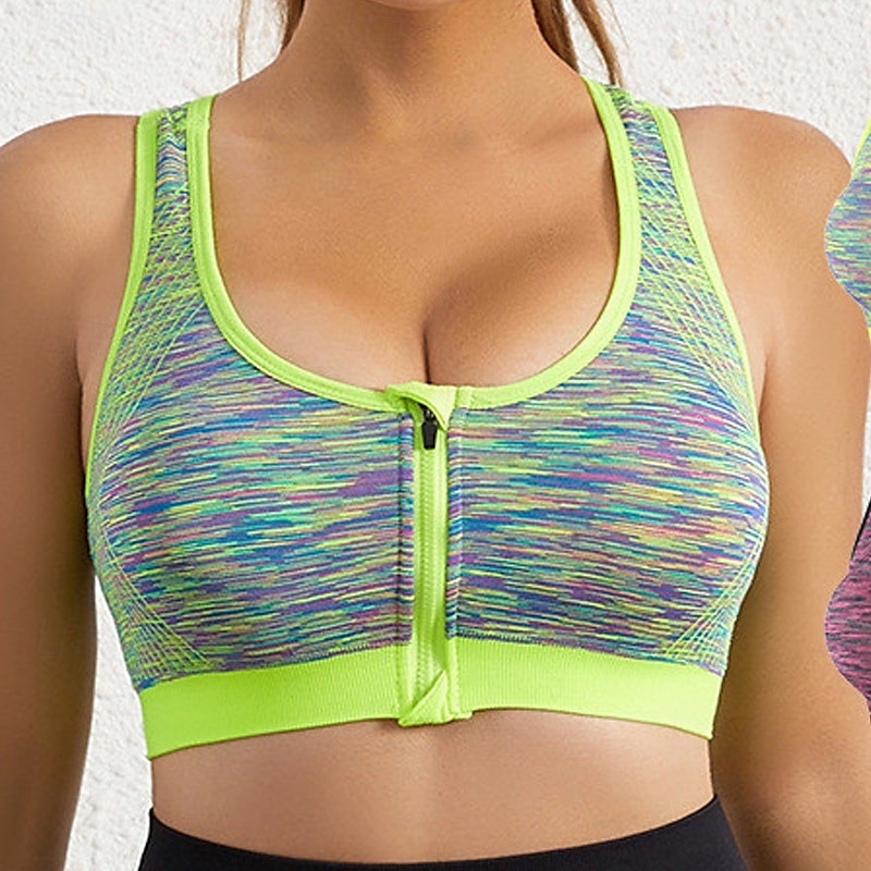 Mujer Sujeción Ligera Sujetadores de Deporte Sujetador para correr Cremallera Espalda Cruzada Sujetador superior Acolchado Aptitud física Deportes recreativos Corriendo Transpirable Ligero Suave Azul 2025 - $14.99 –P13