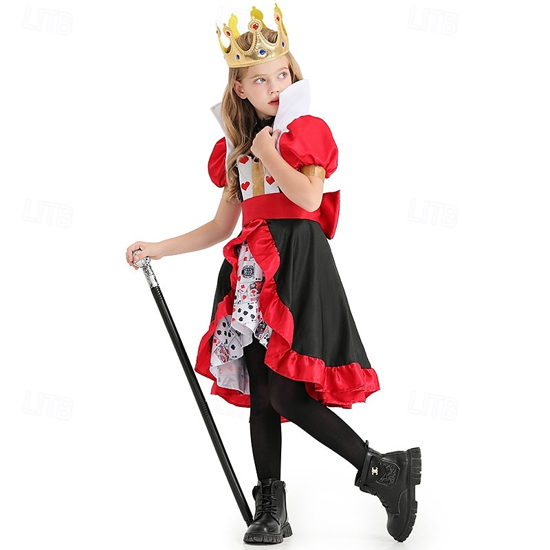 Alice in Wonderland Pohádka srdcová královna Červená královna Jed Halloween skupinové rodinné kostýmy Dětské Dospělé Dámské Dívčí Sexy kostým Výkon Večírek předvečer Všech svatých Karneval Plesov 2025 - $45.99 –P4