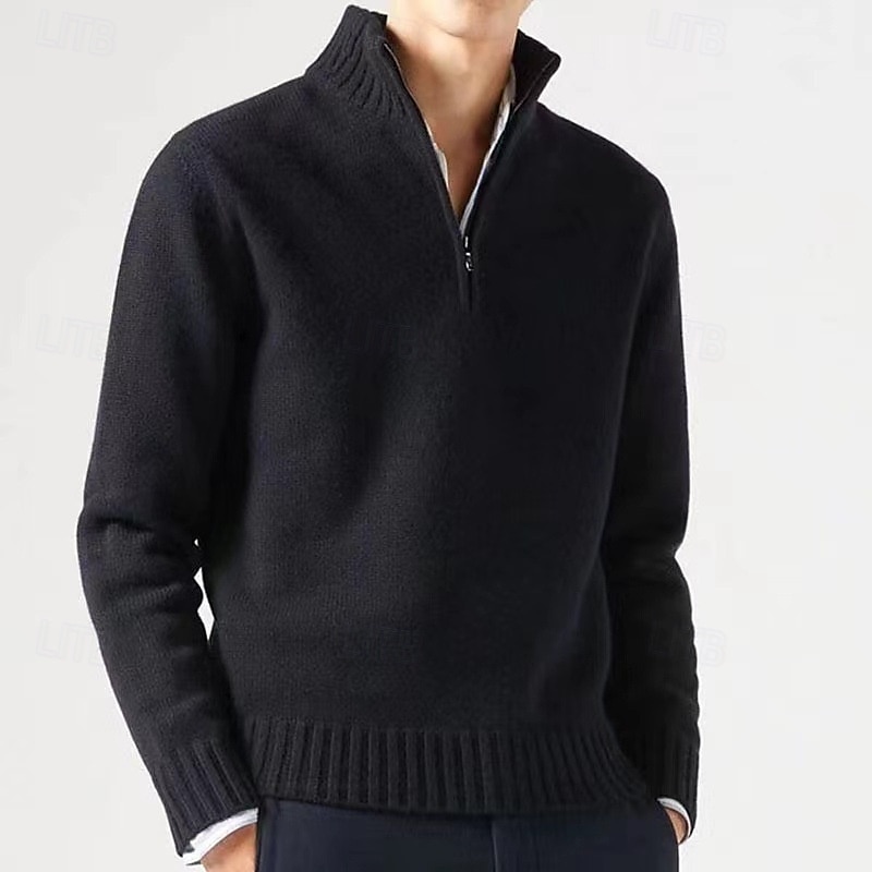 Herren Pullover Strickpullover Pullover mit Viertelreißverschluss Gerippt Stricken Standard Strick Feste Farbe Viertel Postleitzahl Modisch Basic Freizeitskleidung Verabredung Bekleidung Herbst Winter 2026 - $30.99 –P3