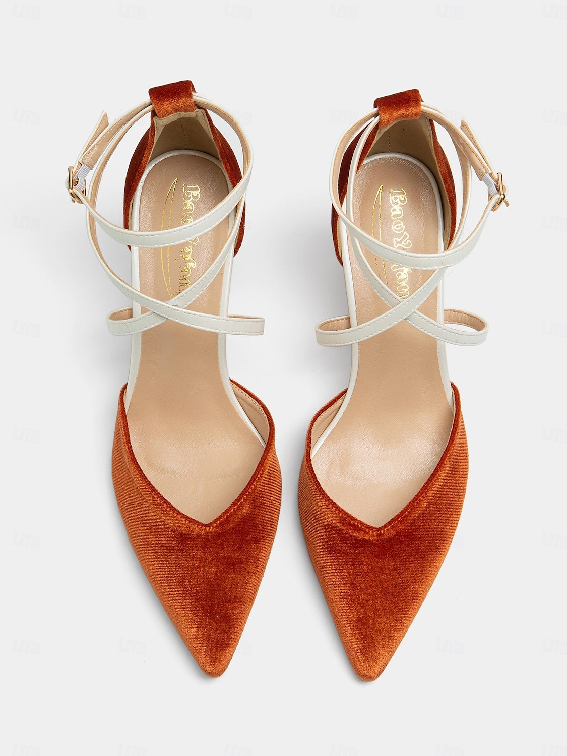schicke zweifarbige Damen-Pumps mit Fesselriemchen - elegantes Wildleder-Finish in gebranntem Orange und Creme, perfekt fürs Büro und Abend-Outfit 2025 - $54.99 –P6