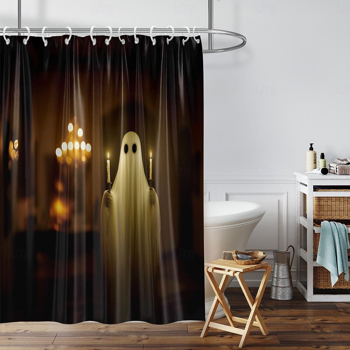 Dusjgardiner & Kroker Sølv Moderne polyester Vanntett 2025 - $23.99 –P4