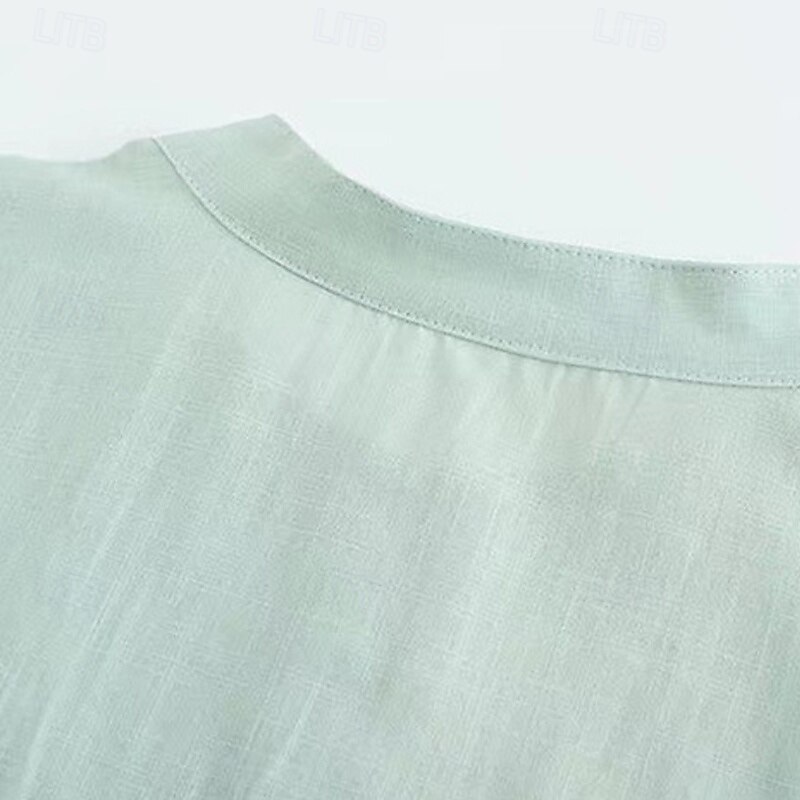 Per uomo Camicia Camicia popover Camicia Estiva Camicia casual Camicia da Spiaggia Nero Bianco Verde chiaro Azzurro Manica Lunga Semplice Colletto alla coreana Vacanza Camicia hawaiana Bottonato del 2025 a $16.99 –P15