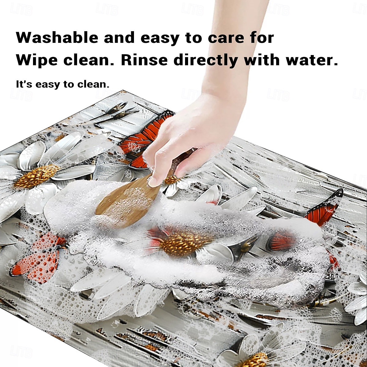 деревянный коврик для кухни с ромашковым узором, коврик для пола, нескользящий, маслянистый, коврик для гостиной, коврик для дома, для улицы, декор спальни, коврик для ванной, коврик для входа, 2025 - $15.99 –P16