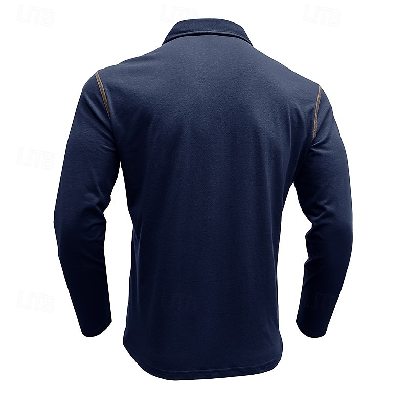 Herren Golfhemd Golfpolo Arbeit Casual Kargen Langarm Basic Modern Farbblock Patchwork Taste Frühling & Herbst Regular Fit Wein Schwarz Armeegrün Königliches Blau Dunkelgrau Braun Golfhemd 2025 - $21.99 –P9