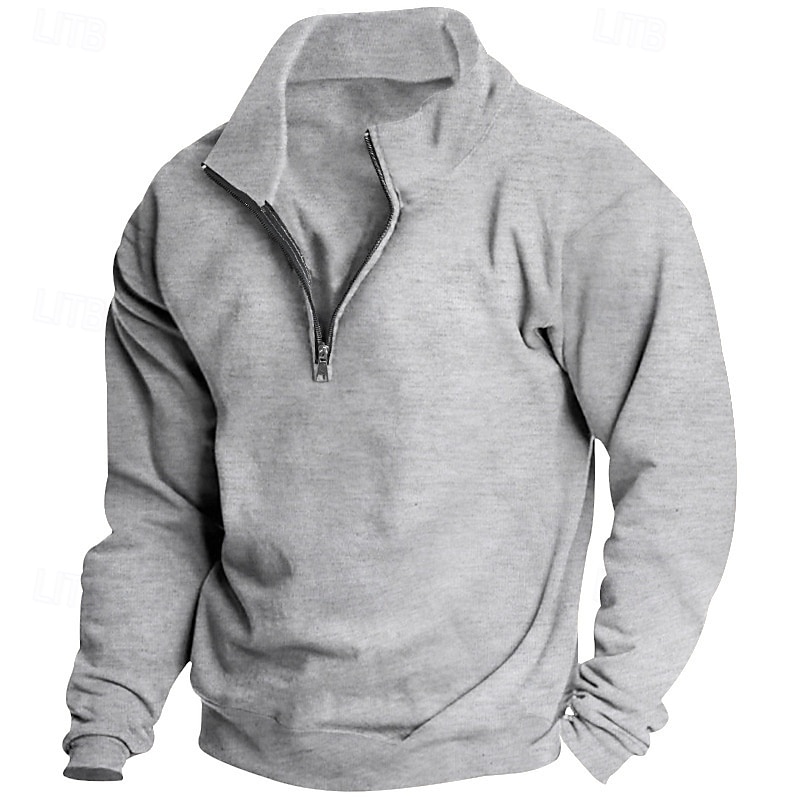 Men's Sweatshirt Polar Fleece Quarter Zip Sweatshirt Apricot Black White Wine Red Half Zip Plain Sports & Outdoor Daily Holiday Streetwear Basic Casual Fall & Winter Clothing Apparel Hoodies 2025 - $28.99 –P10