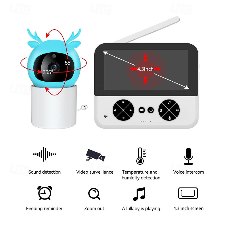 4.3 inch 2.4G Wireless Voice Intercom Crying Reminder Baby Monitor 355 Shaking Head Monitor 2025 - $105.99 –P3