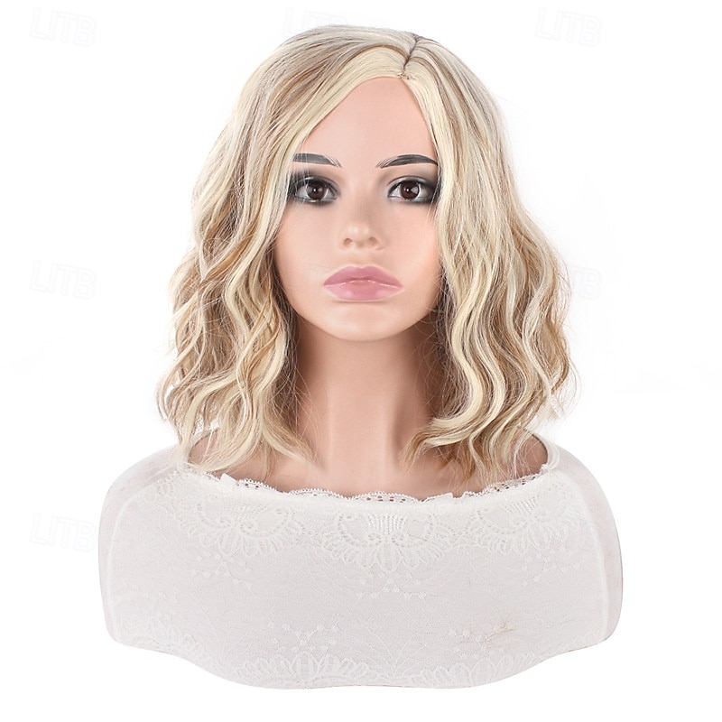 parrucche sintetiche corte da donna resistenti al calore capelli ricci parte centrale parrucca multicolore arcobaleno blu arancione sfumata del 2026 a $15.49 –P14