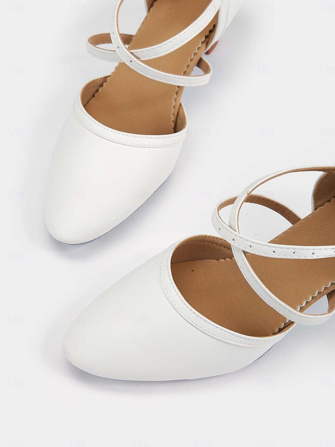 chaussures de danse en similicuir blanc avec bride croisée et boucle – talons de danse de salon et latine pour femmes de 2025 ? $34.99 –P6