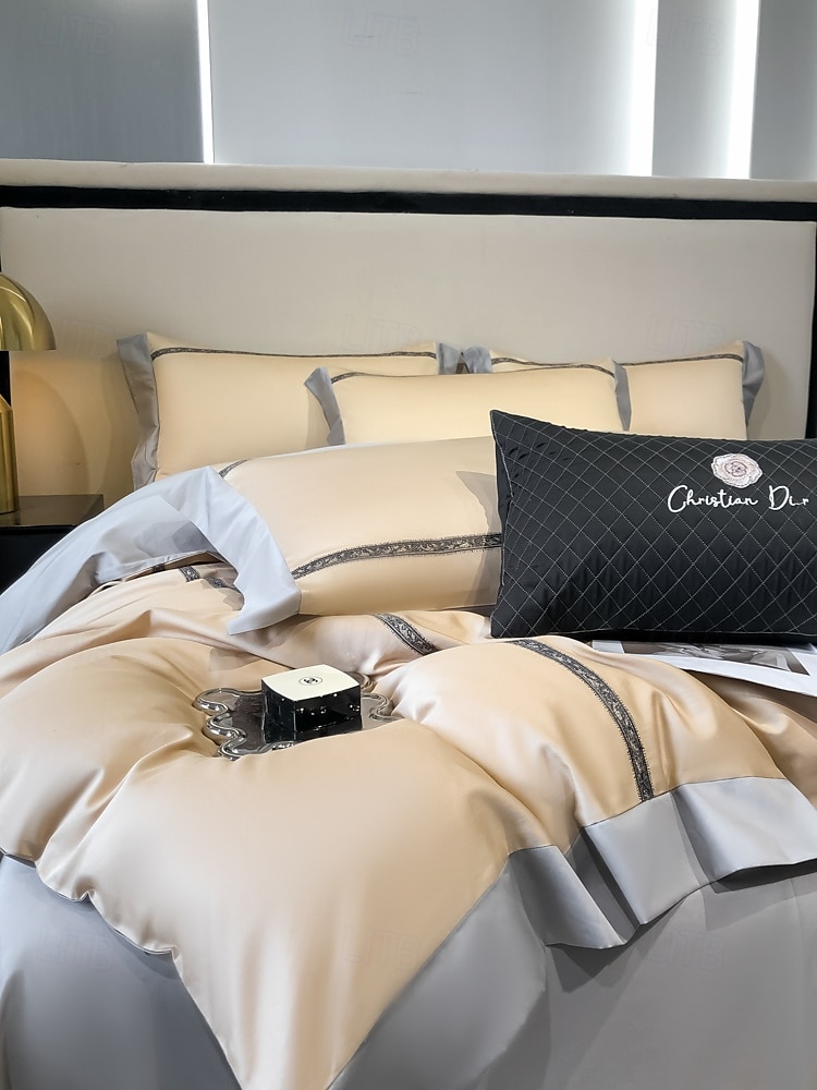 Conjunto de cama com capa de edredom de 4 peças, 100% algodão orgânico, tecido macio e respirável, inclui capa de edredom e fronhas para um sono confortável de 2025 por $150.99 –P4