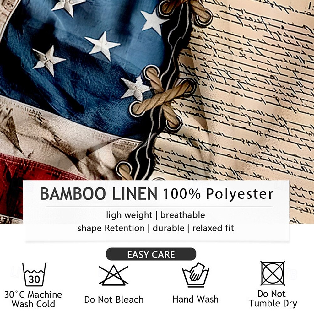 Amerikanischer Unabhängigkeitstag Herren Amerikanische Flagge Patriotisches Knopfleiste Shirt Langarm Freizeit Urlaub Alltag Sommer Frühling  Herbst Großvater Kragen Bandkragen 3D Druck Braun 2026 - $26.99 –P3