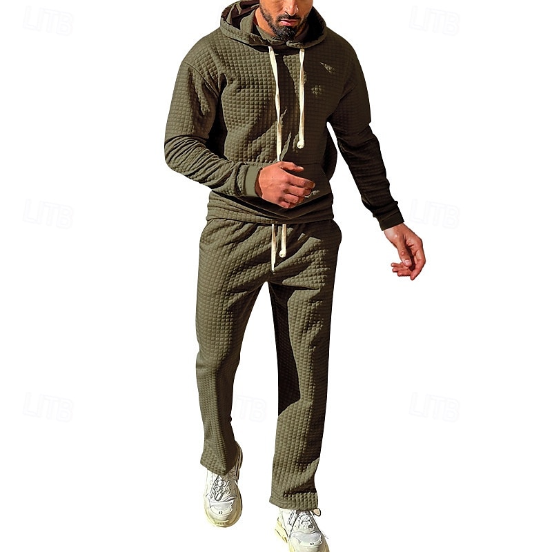 Per uomo Felpa con cappuccio Tuta Da Ginnastica Tuta da ginnastica Nero Bianco Verde militare Cachi Grigio scuro Con cappuccio Liscio A cordoncino 2 pezzi Tasca frontale Sportivo Giornaliero Per del 2025 a $39.99 –P7