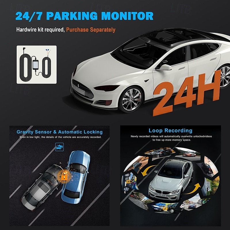2025年 X9 1440P 新デザイン / HD / リアカメラ付き 車のDVR １７０度 広角の 4 インチ IPS ダッシュカム ととも​​に WIFI / ナイトビジョン / G-Sensor 4 赤外線LED カーレコーダー  コレクション – $96.99 –P4