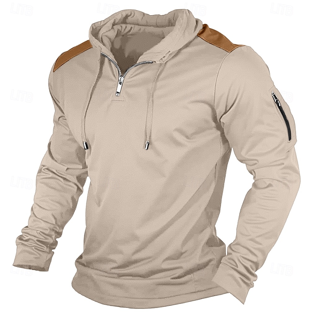 Per uomo Maglietta con Zip a Quarti Maglietta Camicia a Maniche Lunghe Manica Lunga Con Cappuccio Estate Patchwork Quotidiano Casual Stile da Strada Cerniera All'aperto Streetwear Casual Nero Blu del 2025 a $22.99 –P6