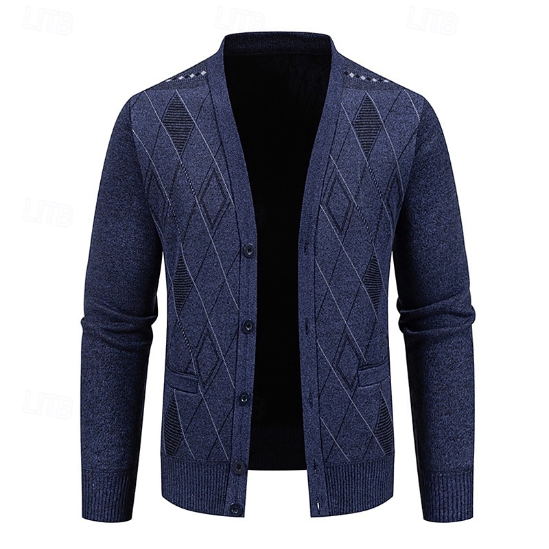 Herren Strickjacke Kurzer Pullover Strickpullover Herren Pullover Gerippt Stricken Standard Knopf hoch Seitentaschen Bogengimpe V Ausschnitt Modisch Klassisch Freizeitskleidung Verabredung Bekleidung 2025 - $31.99 –P5