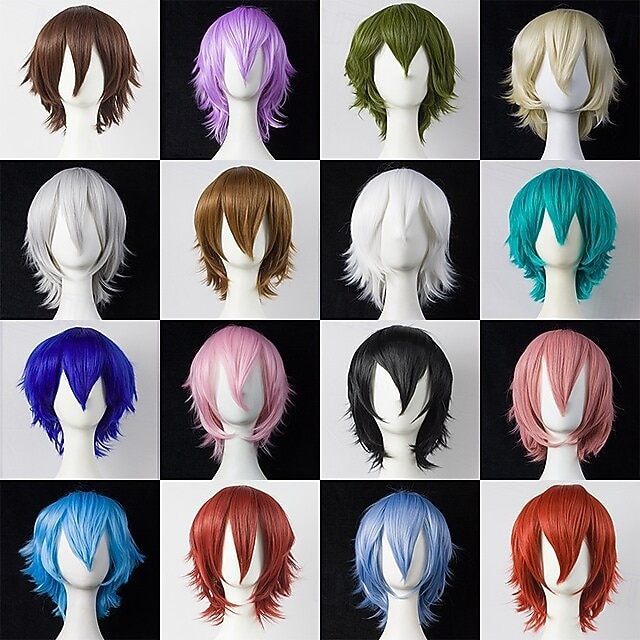 parrucche sintetiche corte anime lisce con frangia, parrucca cosplay per feste in costume anime resistente alle alte temperature per uomini e donne del 2025 a $12.99 –P1