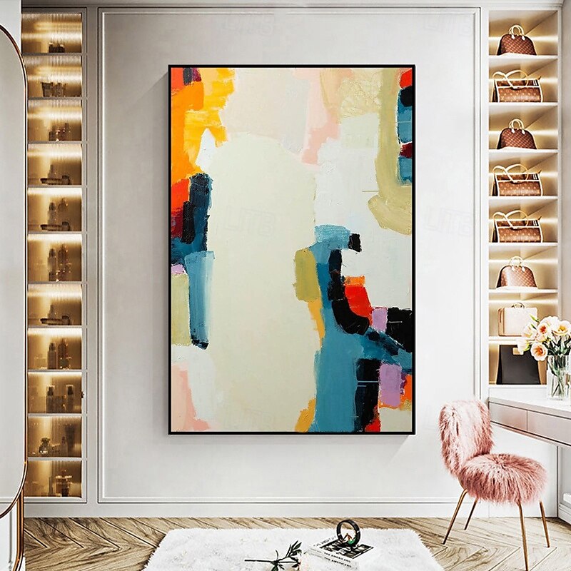 Handmade Oil Painting Canvas Wall Art Decoration Abstract Color Block for Home Decor Rolled Frameless Unstretched Painting 2025 - $50.99 –P4