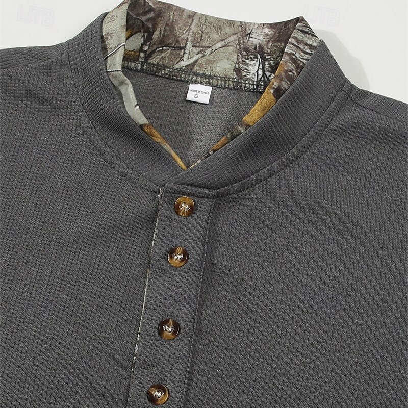 Herren Waffel-Poloshirt Golfhemd Arbeit Casual Ständer Langarm Basic Modern Farbblock Patchwork Taste Frühling & Herbst Regular Fit Schwarz Weiß Wein Marinenblau Dunkelgrau Armeegrün Waffel-Poloshirt 2025 - $20.99 –P9