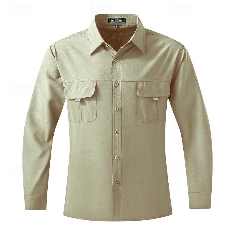 Herren Hemd Arbeitshemden Knopfhemd Cargo-Shirt Schwarz Kaki Armeegrün Grau Langarm Glatt Kargen Urlaub Festtage Vordertasche Bekleidung Polyester Modisch Brautkleider schlicht Komfortabel 2025 - $32.99 –P2