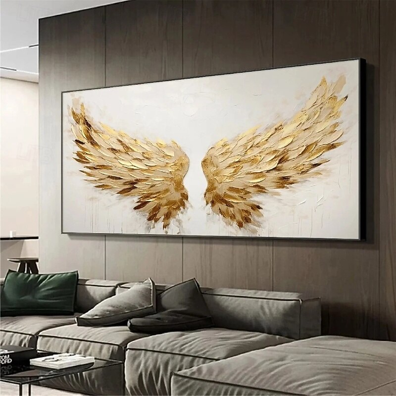 Golden Wing painting 100% Handmade Gold and White Angel Wings oil ...