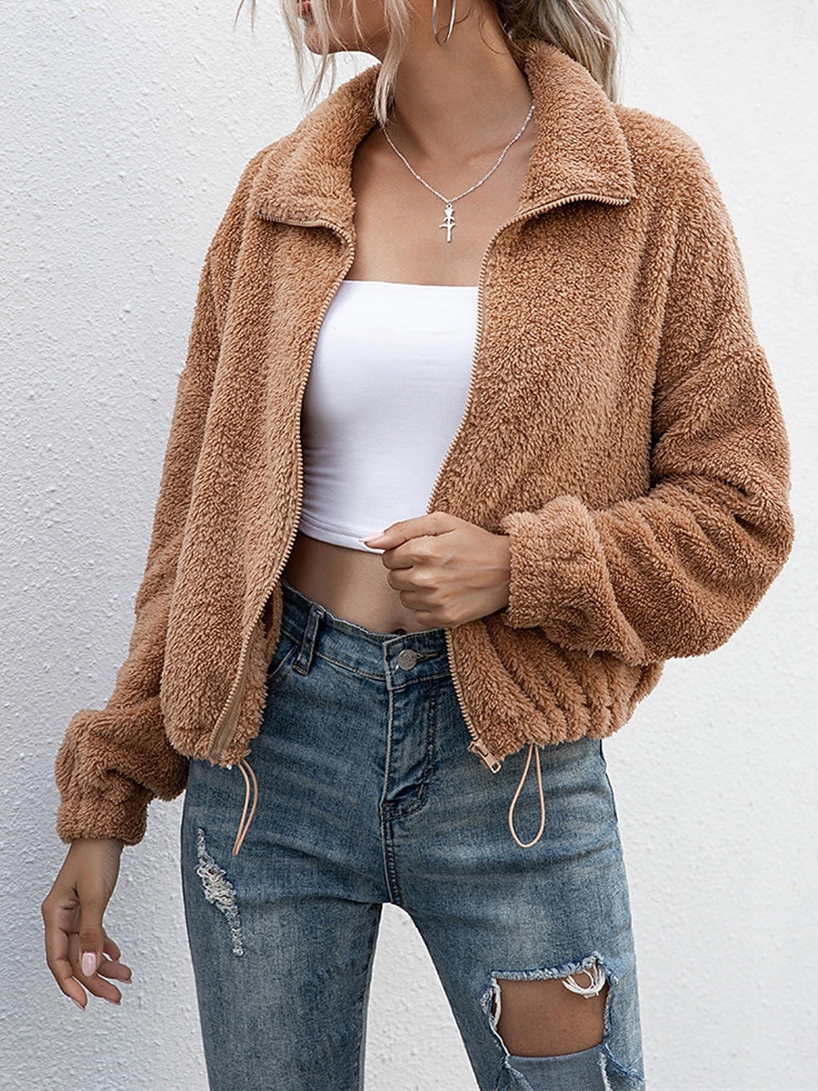 Femme Veste Polaire Manteau en peluche Chaud Respirable Zippé Poche Doublé en Polaire Décontractées Bloc de couleur Vacances Plein Air Usage quotidien Sortie fermeture Éclair Col rabattu Standard de 2025 ? $29.99 –P4