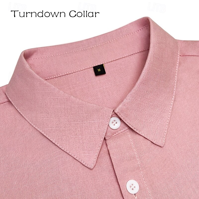 Voor heren linnen overhemd Blad Buiten Vakantie Wit Blozend Roze Groen Grijs Lange mouw Kraag Lente & Herfst Kleding Dichtknopen 2025 - $25.99 –P9