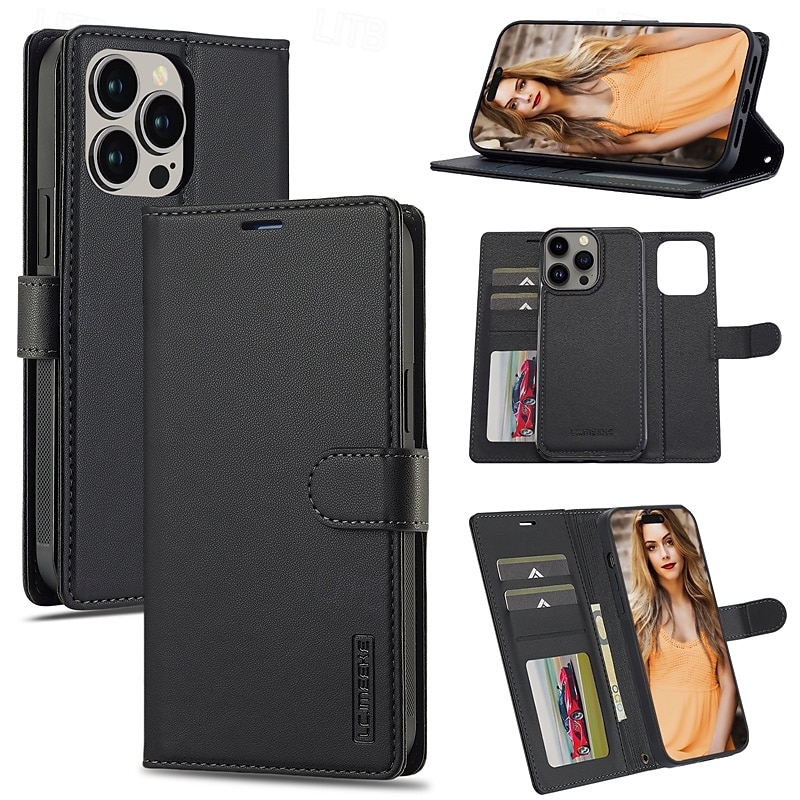 telefone Capinha Para iPhone 17 Pro Max 17 Air 16 15 14 Pro Max Plus 13 12 11 Pro Max Capa traseira Capa para Cartão Wallet Com Suporte Destacável com pulseira Retro TPU Couro PU de 2025 por $13.99 –P1