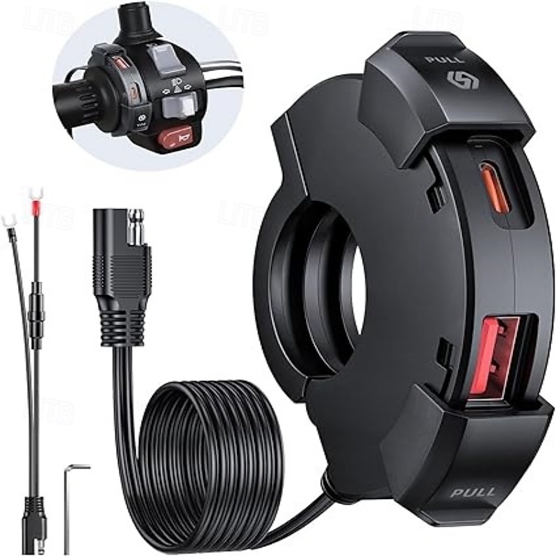 lider de încărcare pentru telefon mobil motocicletă usb încărcare rapidă rezistent la apă tip-c încărcare scaun interfață sae 2025 - $35.99 –P1