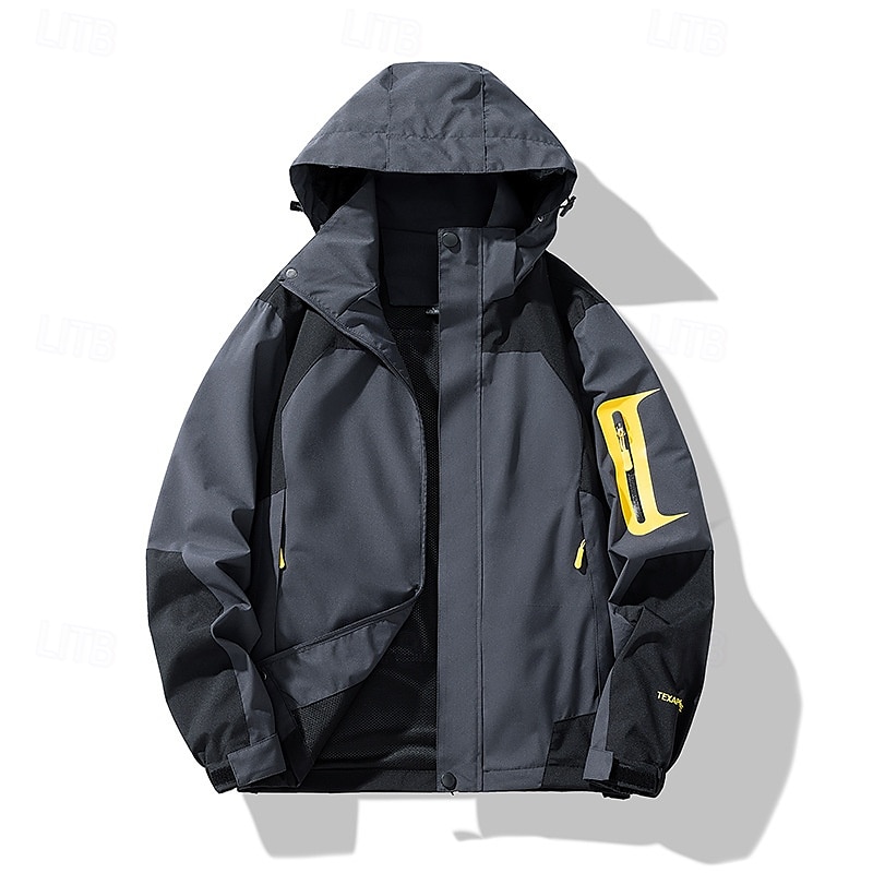 Herren Soft Shell Jacke Wanderjacke Draussen Patchwork Windundurchlässig Wasserdicht Windbreaker-Jacke Reisen Schwarz Königsblau Himmelblau Beige Grau 2025 - $30.39 –P3