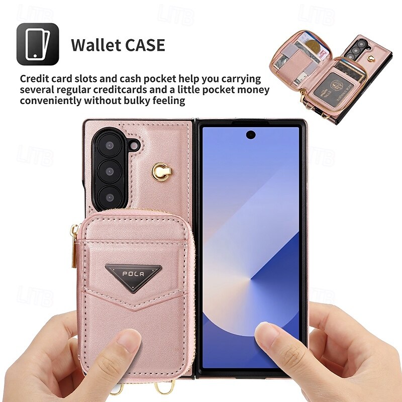 Phone Case For Samsung Galaxy Z Fold 6 Wallet Case with Stand Holder Zipper Full Body Protective Retro Genuine Leather 2025 - $33.99 –P12