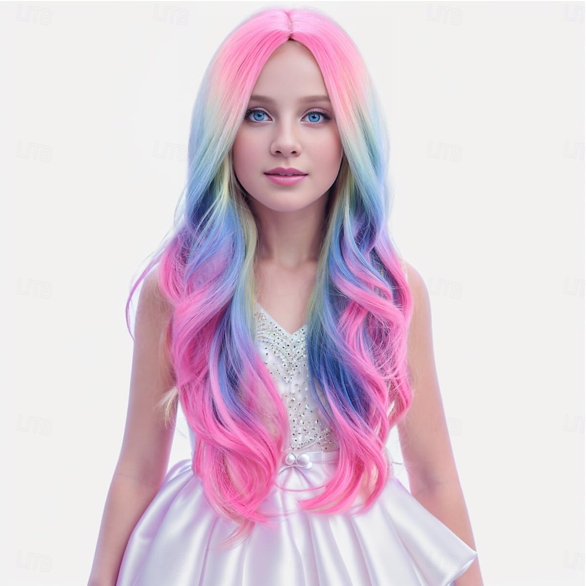 Child Kids Colorful Wigs Long Curly Wavy Wig for Girls Kids Rainbow Wig Colored Synthetic Cosplay Party Halloween Wigs 2025 - $21.99 –P10