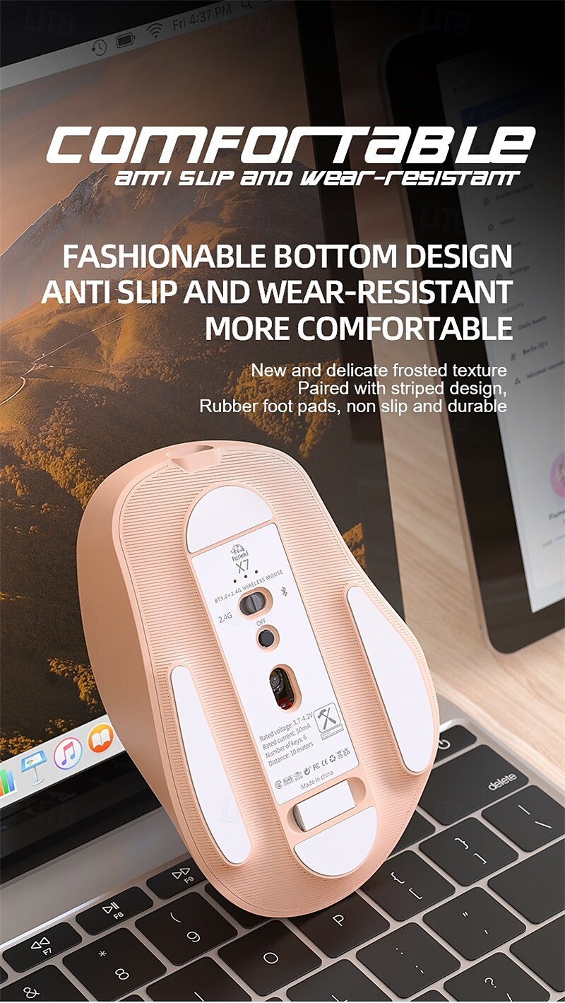x7 oplaadbare draadloze Bluetooth-muismuizen met batterij-indicator 5 verstelbare dpi voor Windows Android Mac 2025 - $26.99 -P8