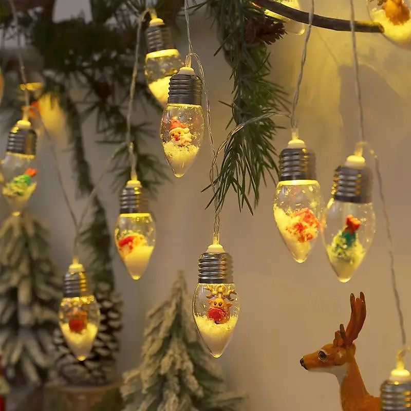 luci a forma di omino di pan di zenzero luci a forma di fata di Natale, luci a forma di lampadina per albero di Natale 1,5 m 10 led alimentati a batteria luci decorative per feste di Natale del 2025 a $12.99 –P8