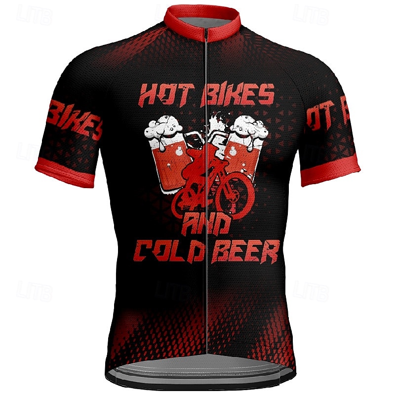 Men's Cycling Jersey Letter & Number Beer Short Sleeve Bike Tee Tshirt Jersey with 3 Rear Pockets Mountain Bike MTB Quick Dry Anatomic Design Wicking Breathable Sports Yellow Red Blue Clothing Apparel 2026 - $30.99 –P13