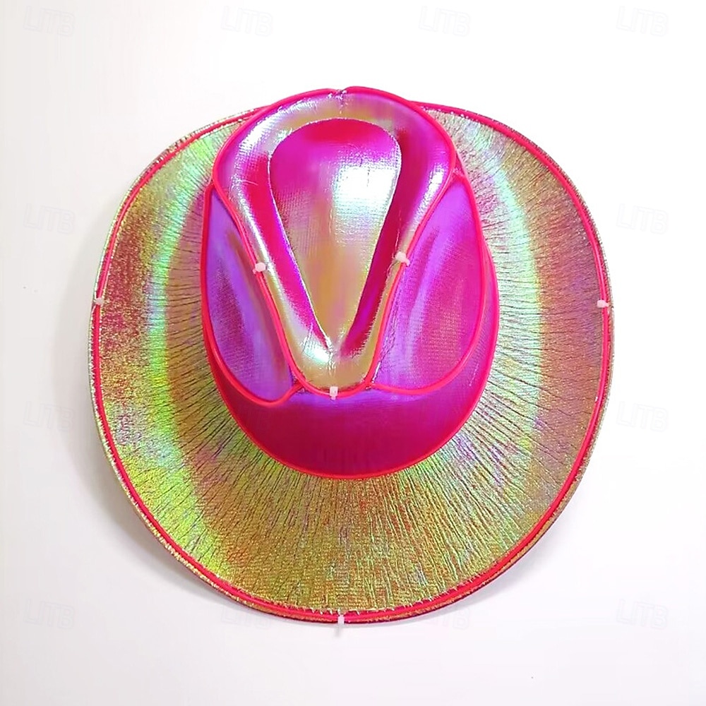 Cowgirl Hat Fedora Light Up Cowboy Hat Glowing Fedora Hat Glow In the Dark for Music Festivals Sparkly Glowing Cowboy Hat Versatile 2026 - $28.99 –P7